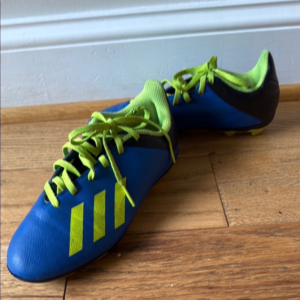Adidas Blue and Green Athletic Shoes for Soccer